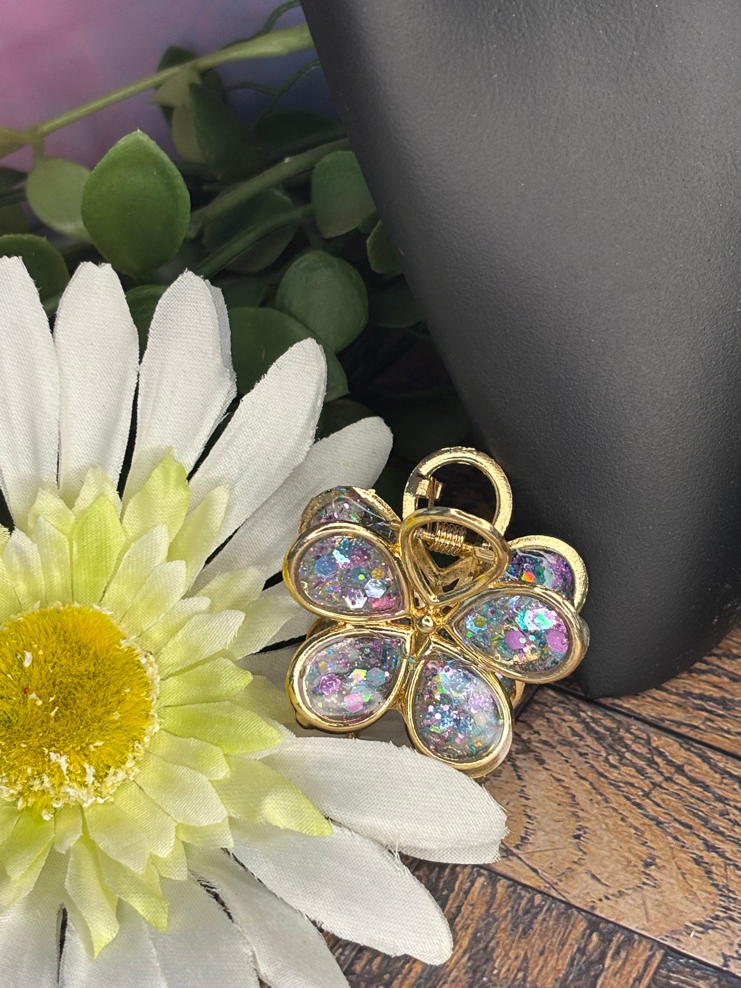 Glitter Flower Claw Clip