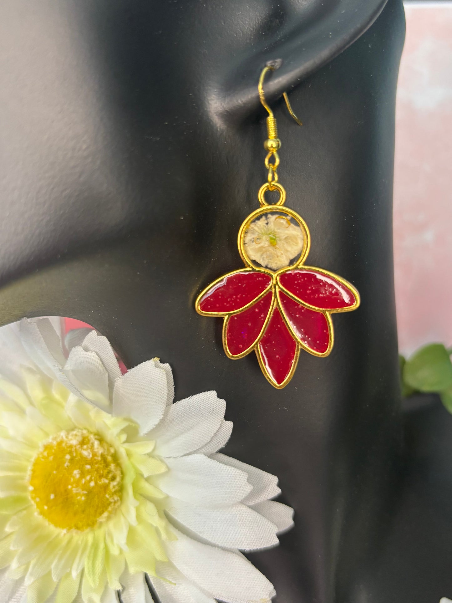 Pink Lotus Earrings