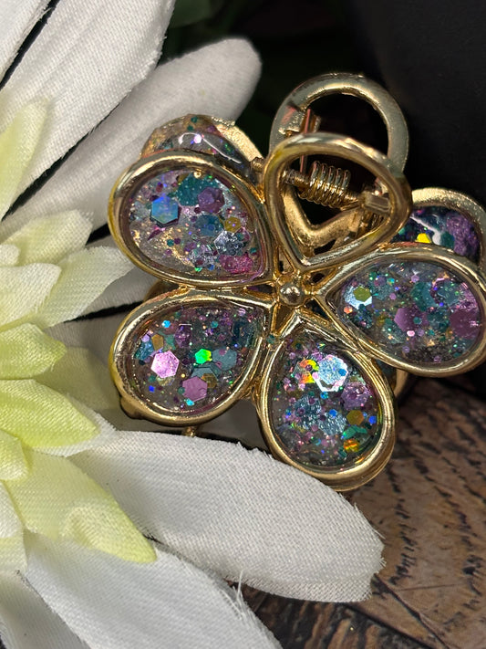 Glitter Flower Claw Clip